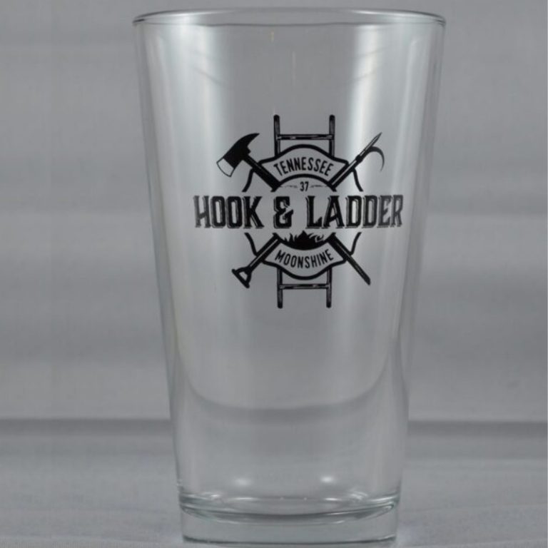 Hook and Ladder Logo Pint Glass Hook & Ladder Tennessee Moonshine
